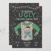 Invitation à la fête de Noël - Chat (Devant / Derrière)