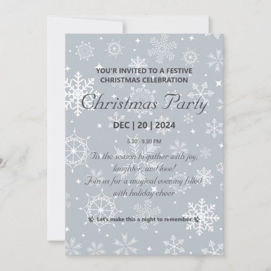 Invitation à la fête de Noël classique du flocon d (Devant)