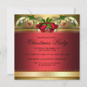 Invitation à la fête de Noël Cloches et Boules Rou (Devant)