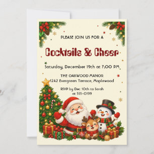 Invitation à la fête de Noël « Cocktails et Joie »