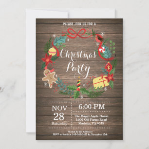 Invitation à la fête de Noël Couronne florale