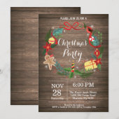 Invitation à la fête de Noël Couronne florale (Devant / Derrière)