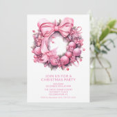 Invitation à la fête de Noël Couronne rose (Debout devant)