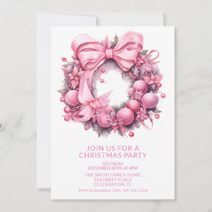 Invitation à la fête de Noël Couronne rose