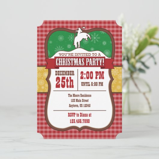 Invitation à la fête de Noël Cowboy (Debout devant)