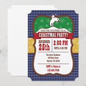 Invitation à la fête de Noël Cowboy Bleu (Devant / Derrière)