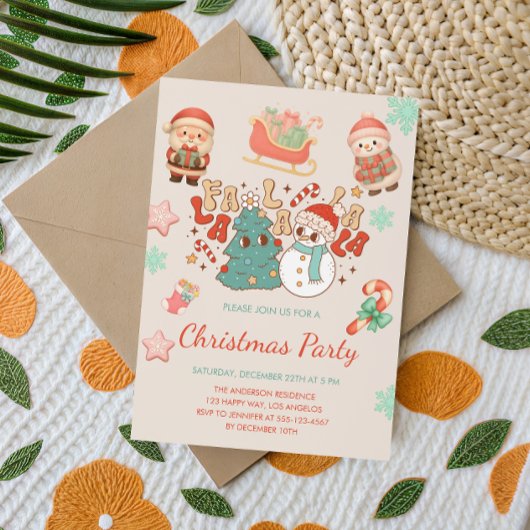 Invitation à la fête de Noël Cute Kawaii