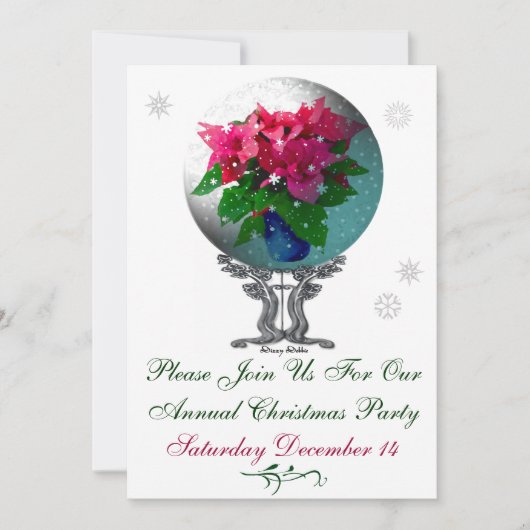 Invitation à la fête de Noël dans un globe de neig (Devant)