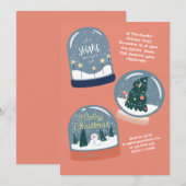 Invitation à la fête de Noël dans un globe de neig (Devant / Derrière)