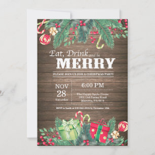 Invitation à la fête de Noël dans un style de bois