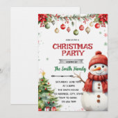 Invitation à la fête de Noël de bonhomme de neige (Devant / Derrière)