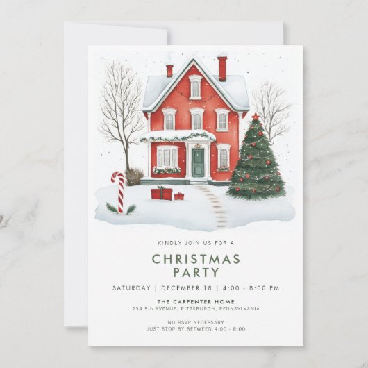 Invitation à la fête de Noël de campagne festive (Devant)
