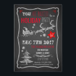 Invitation à la fête de Noël de Chalkboard<br><div class="desc">Cette invitation festive et amusante à la fête de Noël donne le ton de cette fête, de l'entreprise ou de la famille se réunir pour célébrer ensemble! Cette invitation de Noël présente un arrière - plan au charbon de bois avec des éléments de fête blancs et rouges des étoiles, père...</div>