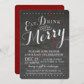 Invitation à la fête de Noël de Chalkboard (Devant / Derrière)