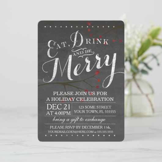 Invitation à la fête de Noël de Chalkboard (Debout devant)