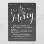 Invitation à la fête de Noël de Chalkboard<br><div class="desc">Invitation à l'événement Blackboard Eat,  Drink and Be Joyeux Holiday</div>