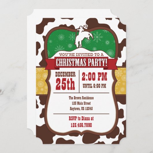 Invitation à la fête de Noël de Cowboy (Devant / Derrière)