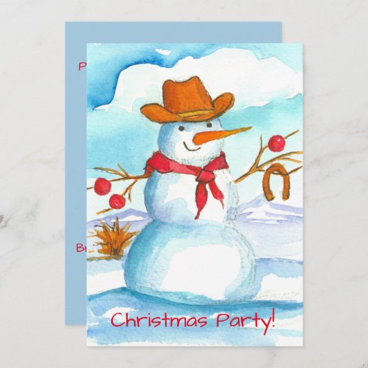 Invitation à la fête de Noël de Cowboy Snowman (Devant / Derrière)