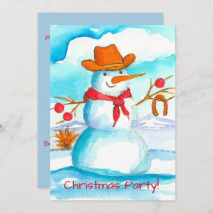 Invitation à la fête de Noël de Cowboy Snowman