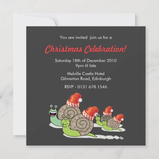 Invitation à la fête de Noël de Funny Snails (Devant)