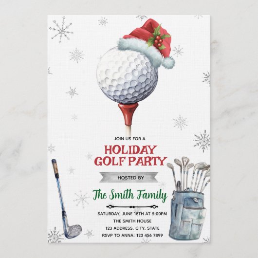 Invitation à la fête de Noël de golf (Devant)