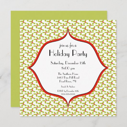 Invitation à la fête de Noël de Holly (Devant / Derrière)