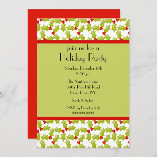 Invitation à la fête de Noël de Holly Border (Devant / Derrière)