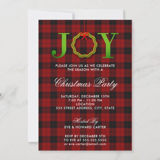 Invitation à la fête de Noël de JOY Tartan (Devant)