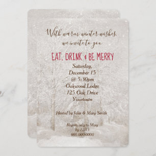 Invitation à la fête de Noël de la forêt d'hiver