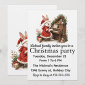 Invitation à la fête de Noël de lapin blanc (Devant / Derrière)