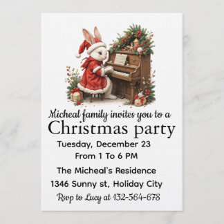 Invitation à la fête de Noël de lapin blanc