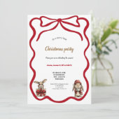 invitation à la fête de Noël de lapins rouges mign (Debout devant)