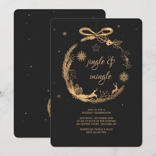 Invitation à la fête de Noël de l'or (Devant / Derrière)