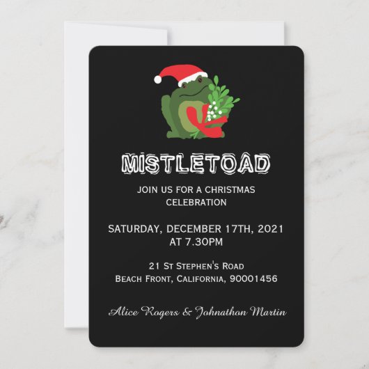 Invitation à la fête de Noël de Mistle'toad (Devant)