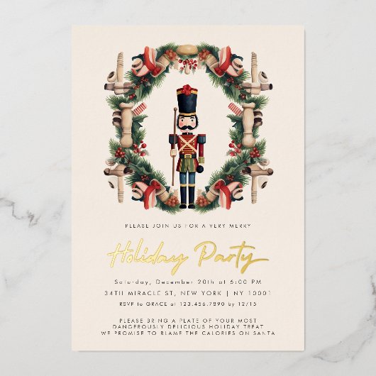 Invitation à la fête de Noël de Nutcracker rouge (Recto)