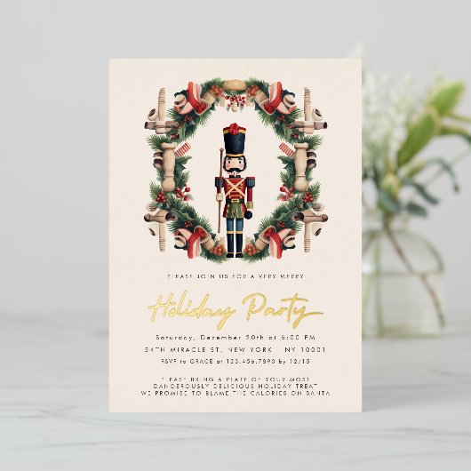 Invitation à la fête de Noël de Nutcracker rouge (Debout devant)
