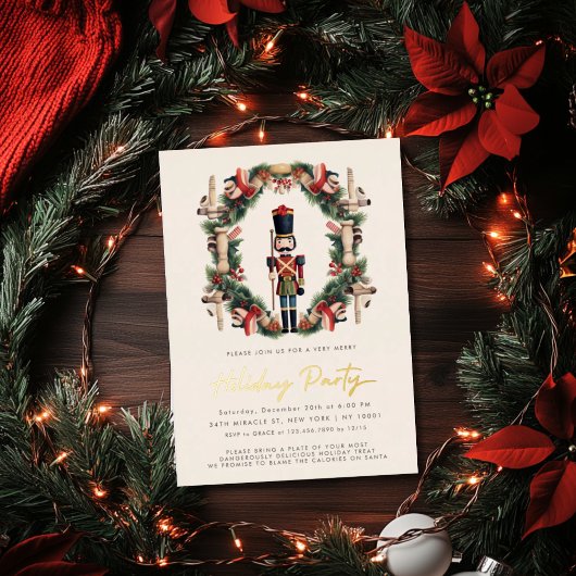 Invitation à la fête de Noël de Nutcracker rouge