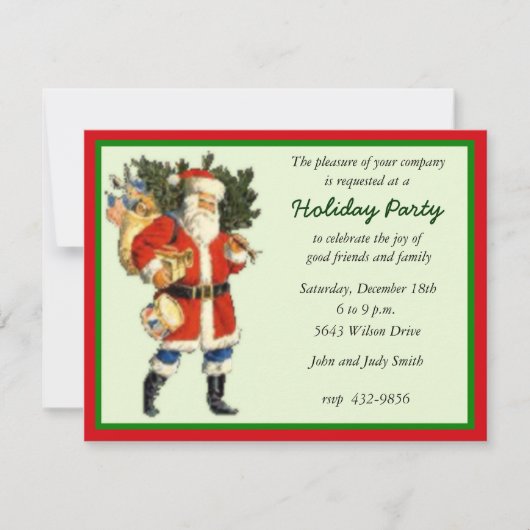 Invitation à la fête de Noël de père Noël (Devant)