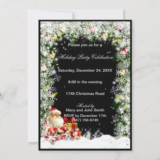 Invitation à la fête de Noël de père Noël Snowflak (Devant)