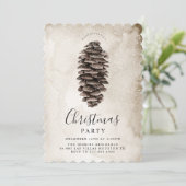 Invitation à la fête de Noël de Pin Cone rustique (Debout devant)