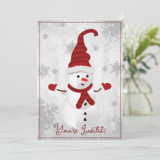 Invitation à la fête de Noël de Red Cute Snowman (Debout devant)