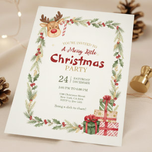 Invitation à la fête de Noël de rennes fantaisiste