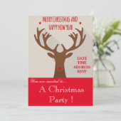 Invitation à la fête de Noël de rennes hipster (Debout devant)