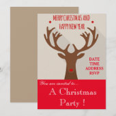 Invitation à la fête de Noël de rennes hipster (Devant / Derrière)