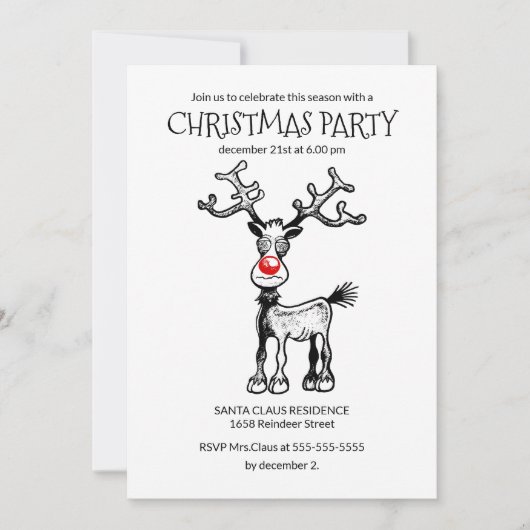Invitation à la fête de Noël de Rudolph (Devant)