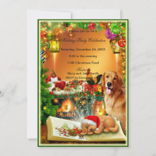 Invitation à la fête de Noël de Santa Puppy