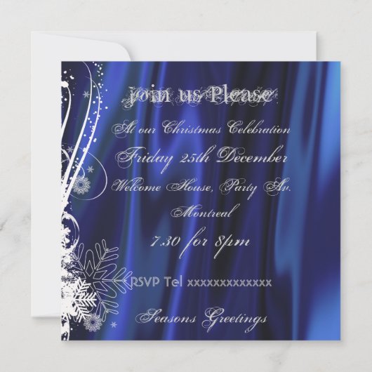 Invitation à la fête de Noël de Snowflake (Dos)