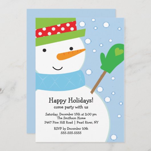 Invitation à la fête de Noël de Snowman (Devant / Derrière)