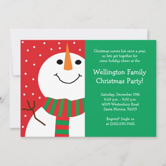 Invitation à la fête de Noël de Snowman (Devant)