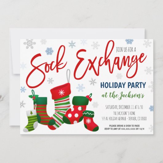 Invitation à la fête de Noël de Sock Exchange (Devant)